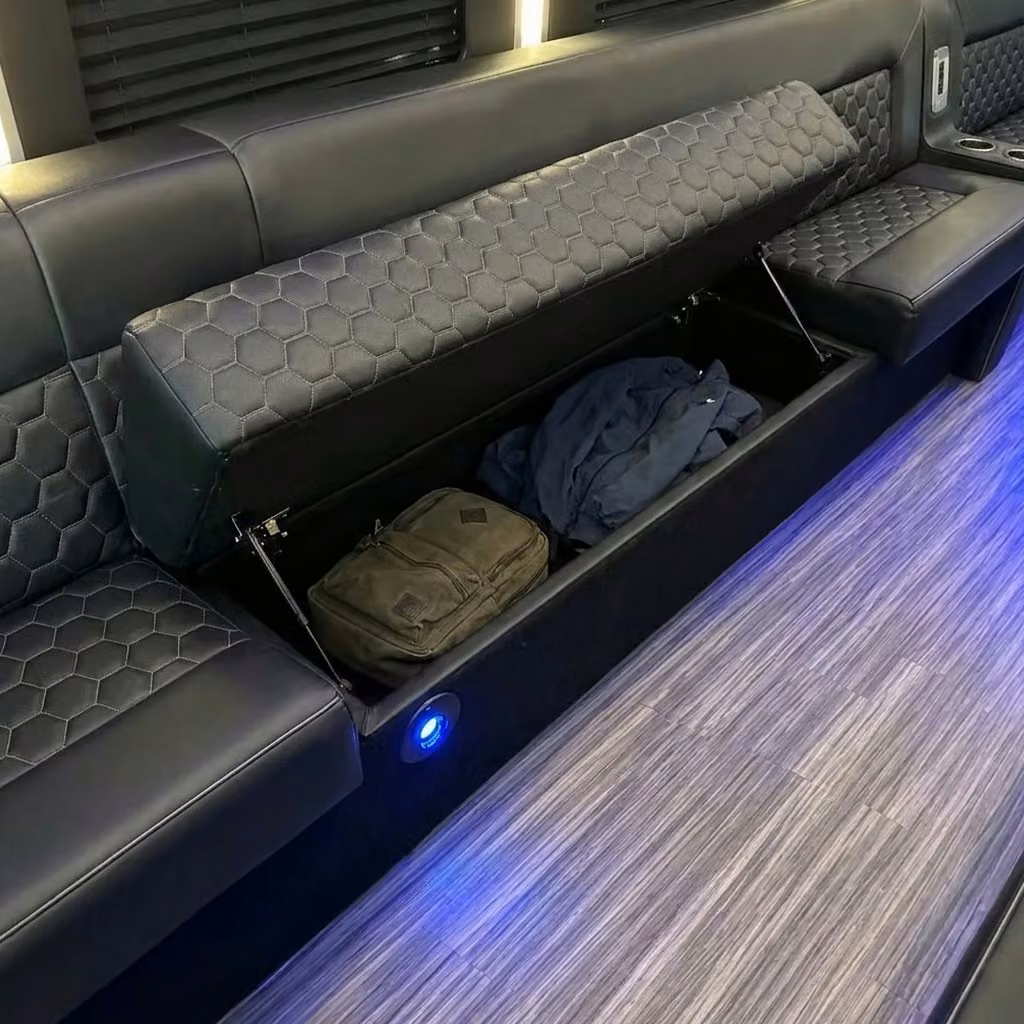 casselberry party bus under seat storage