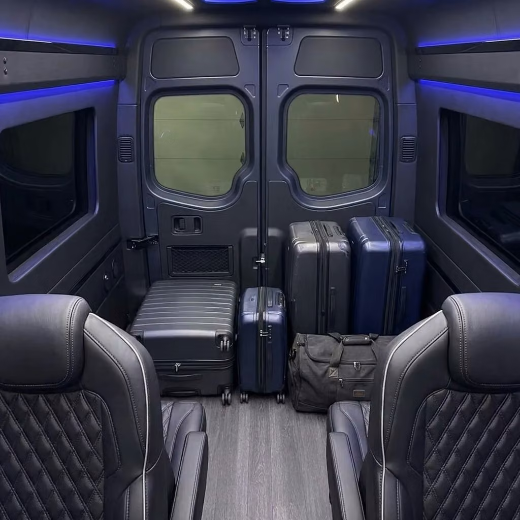 casselberry sprinter van rental with driver luggage area